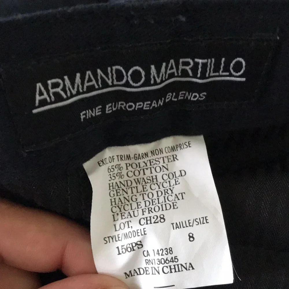 ARMANDO MARTILLO Black Suite Pants Size 8 - Picture 5 of 5